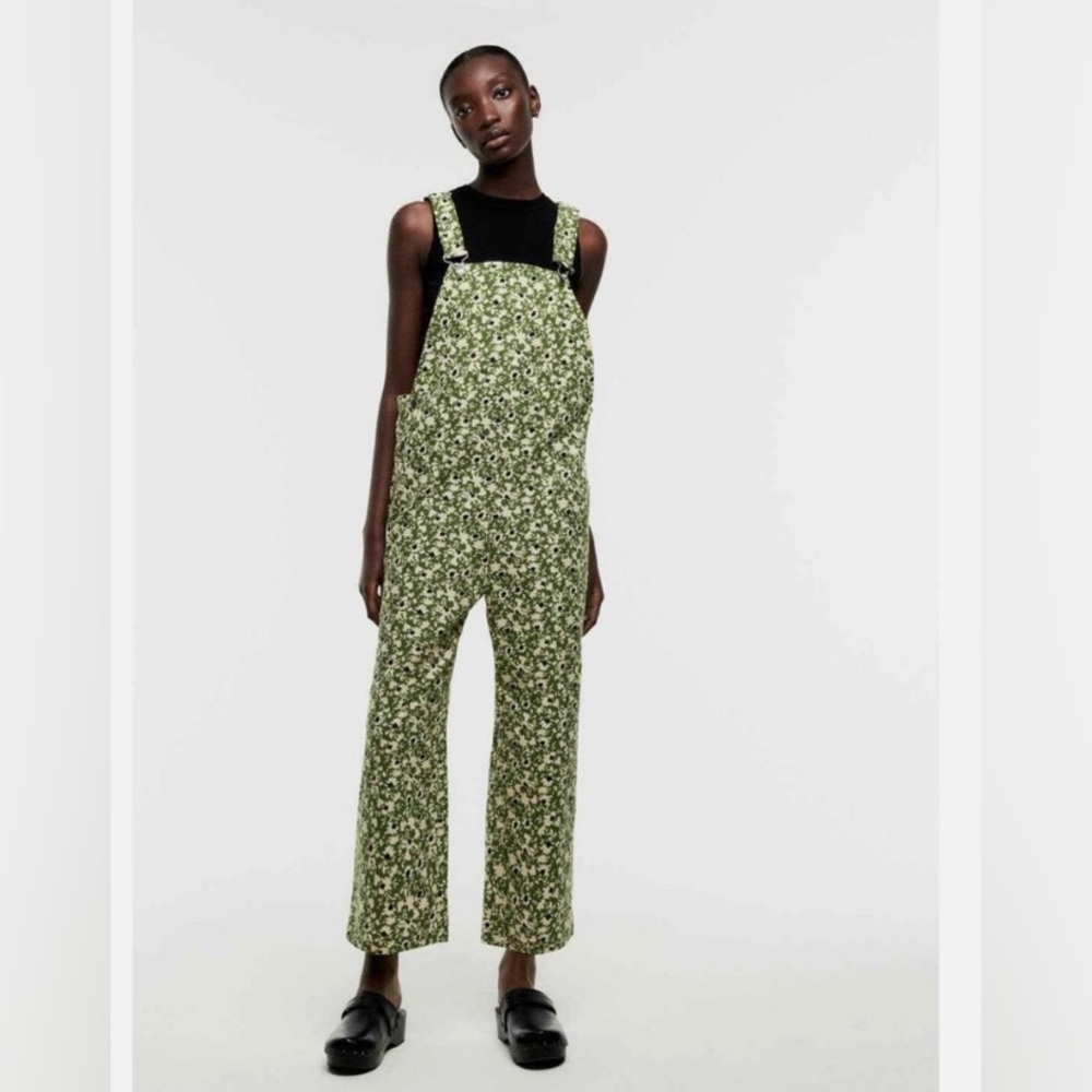 Zara Green Floral Print Overalls| S